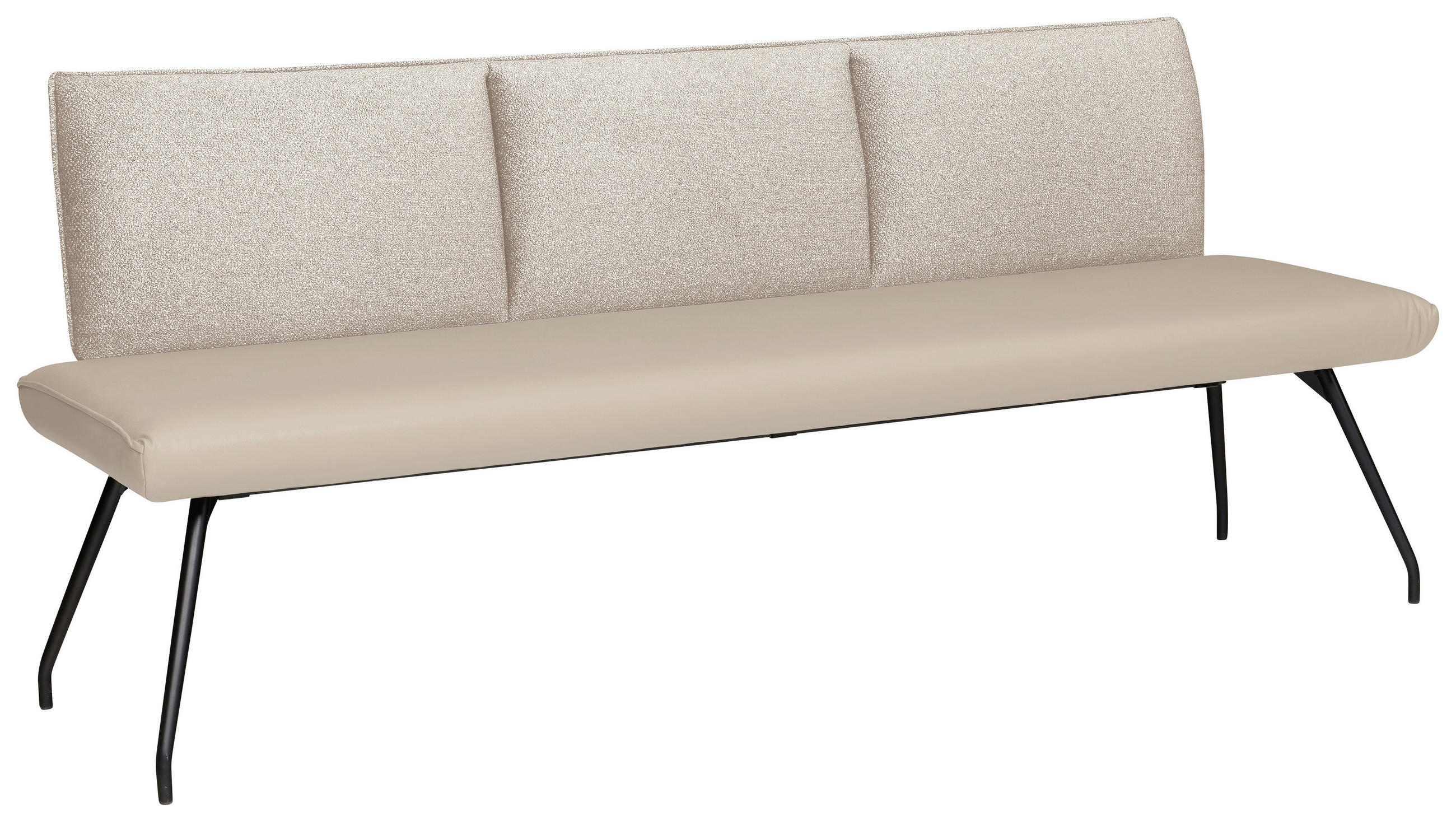 SITZBANK 200/91/60 cm Mikrofaser, Webstoff Schwarz, Beige, Hellbraun  - Hellbraun/Beige, Design, Textil/Metall (200/91/60cm) - Moderano