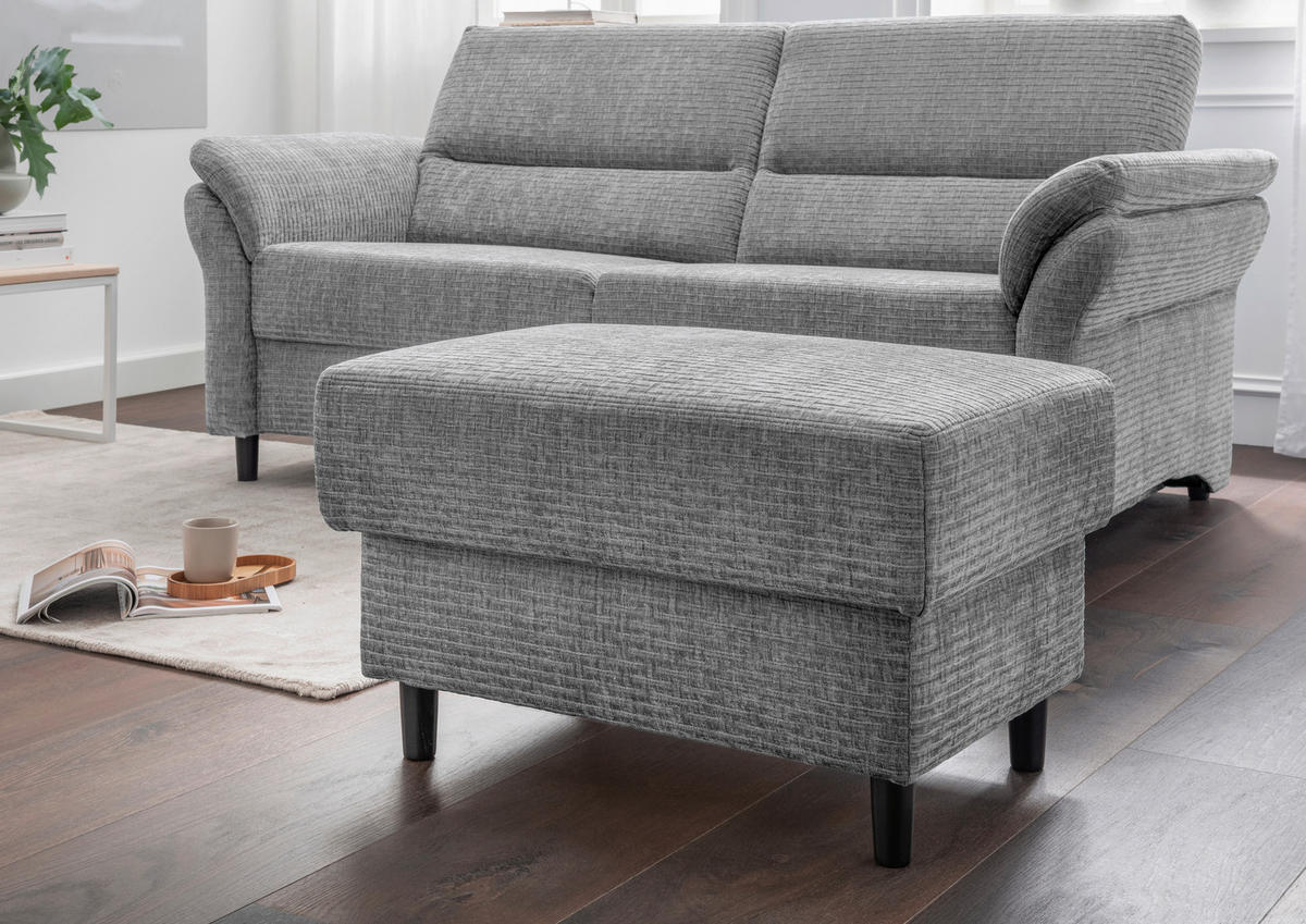 HOCKER in Textil Grau  - Schwarz/Grau, Modern, Holz/Textil (76/46/55cm) - Livetastic