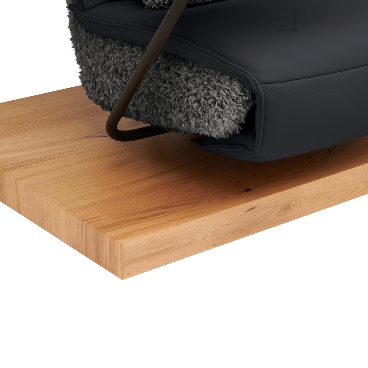 2-SITZER-SOFA Hochflor Echtleder Anthrazit, Schwarz  - Anthrazit/Schwarz, Design, Leder/Holz (240/65/104cm) - Koinor