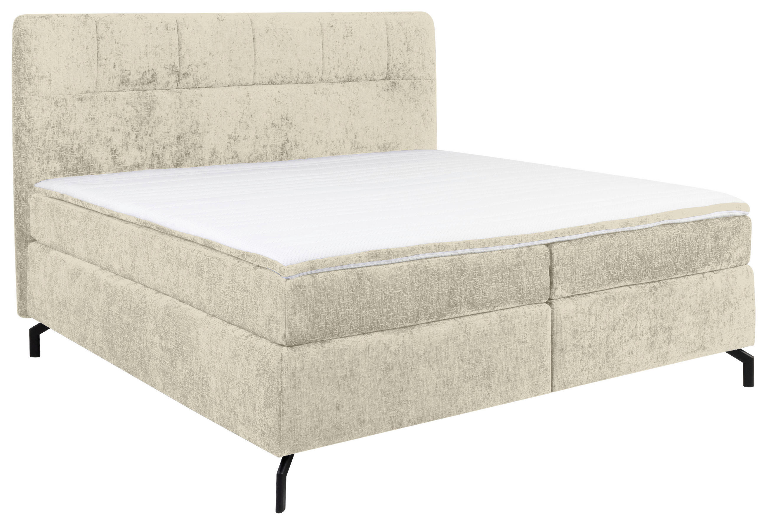 BOXSPRINGBETT 160/200 cm,  in Champagner, Topper, H2 + H2 = mittel  - Champagner/Schwarz, Design, Textil/Metall (160/200cm) - Esposa