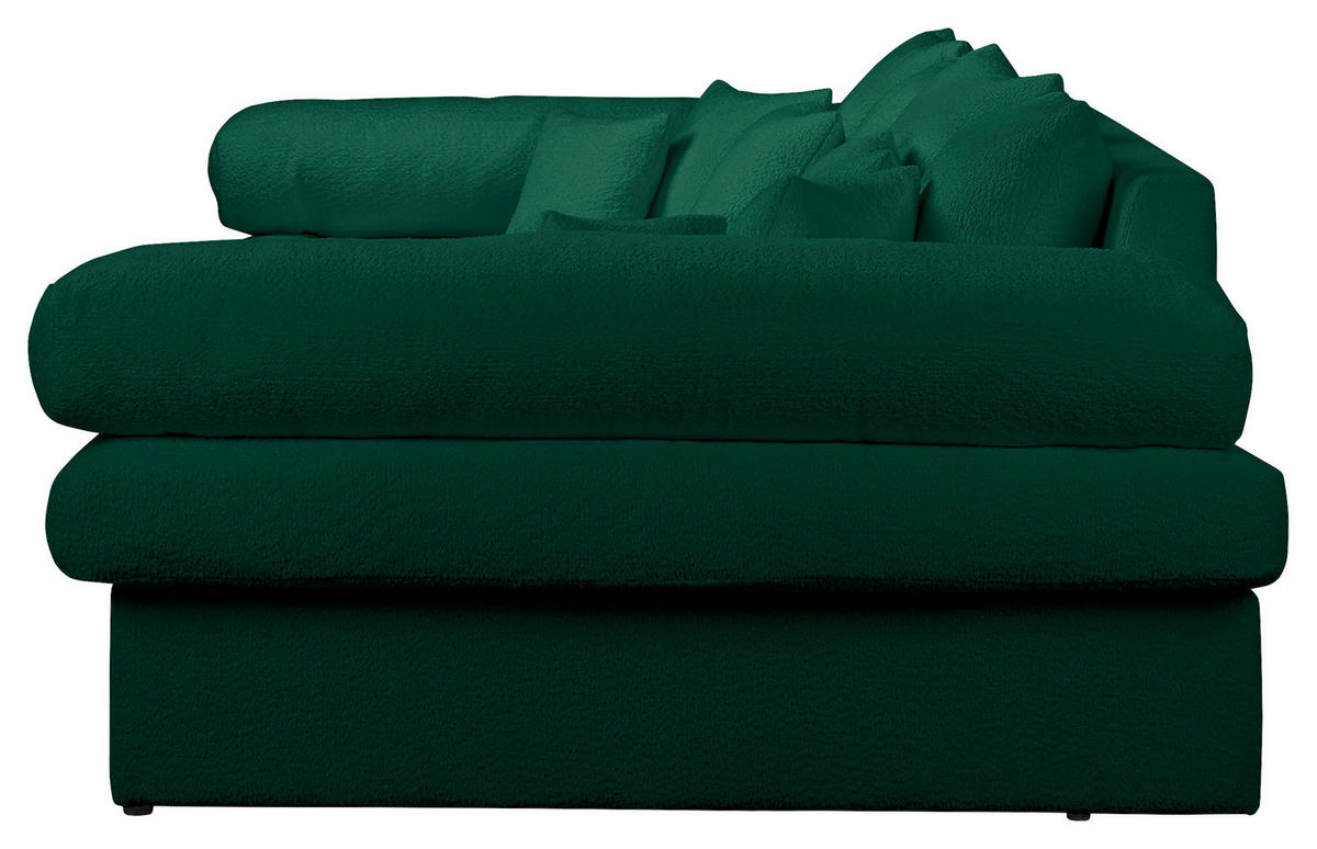 BIGSOFA Naomi Teddystoff Grün  - Schwarz/Grün, Design, Kunststoff/Textil (284/94/148cm) - Livetastic