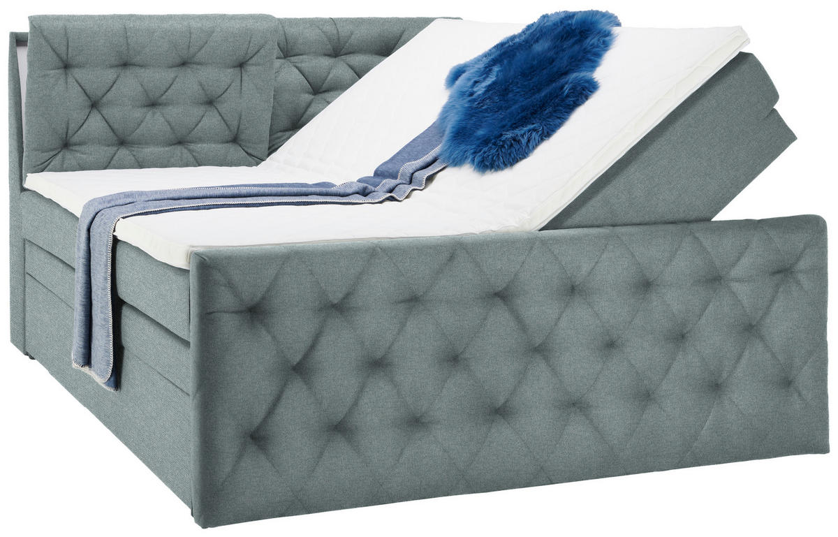 BOXSPRINGBETT 180/200 cm  in Mintgrün  - Schwarz/Mintgrün, KONVENTIONELL, Kunststoff/Textil (180/200cm) - Carryhome