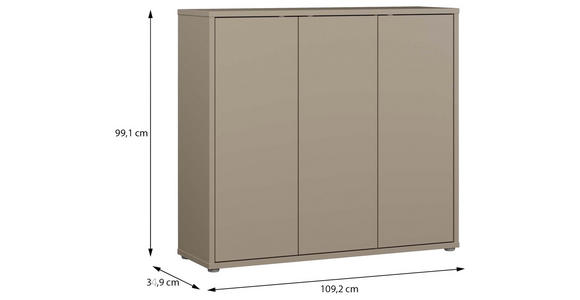 SCHUHSCHRANK  in 109,2/99,1/34,9 cm  - Taupe/Grau, MODERN, Holzwerkstoff/Kunststoff (109,2/99,1/34,9cm) - Carryhome
