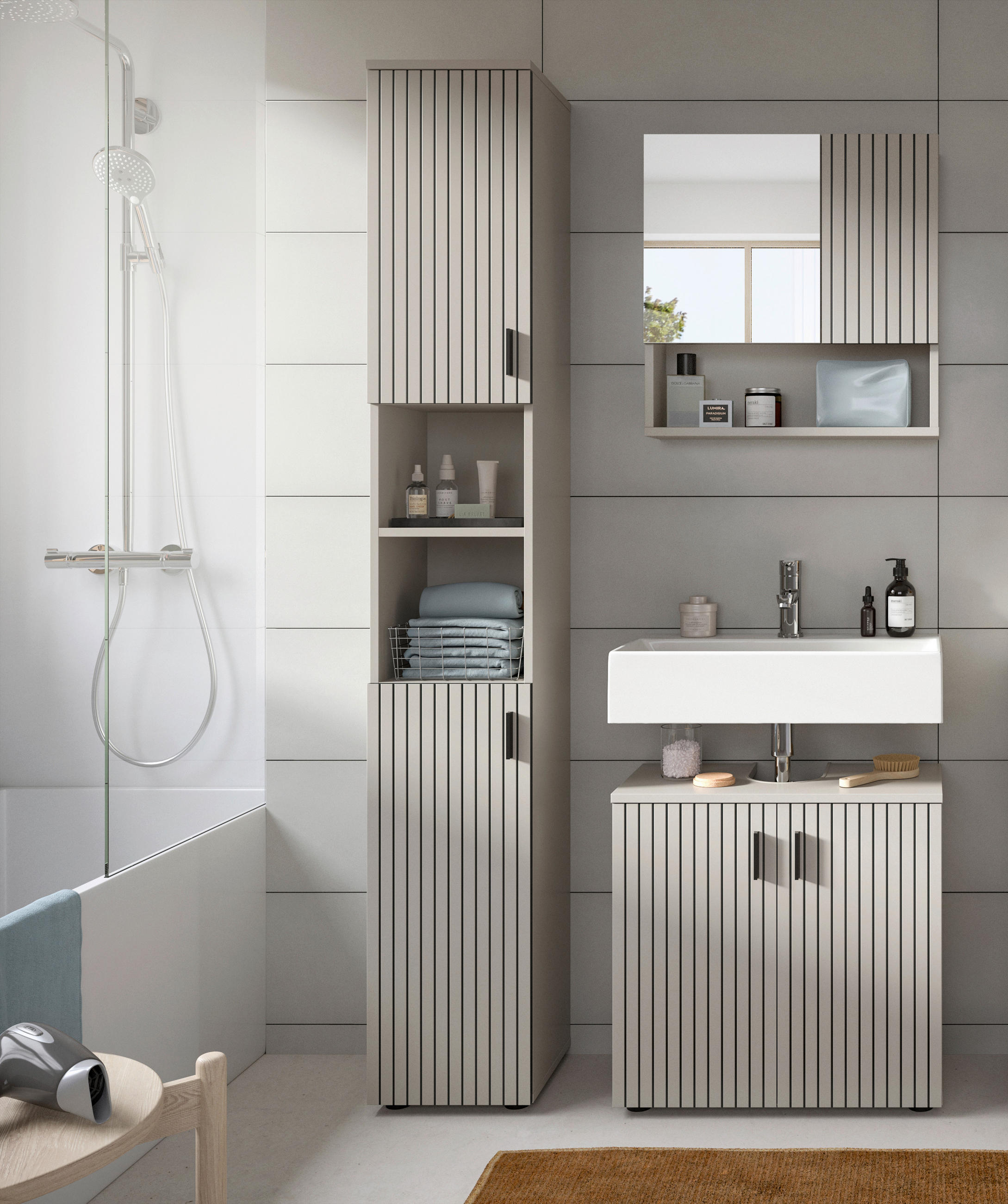 BADRUM 90 cm  - svart/kashmir, Trend, trämaterial/glas (90cm) - MID.YOU