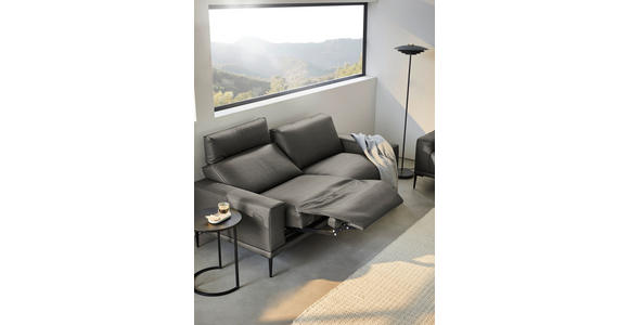 2,5-SITZER in Leder Dunkelgrau - Dunkelgrau/Schwarz, Design, Leder/Metall (200/102/92cm) - Johann Jakob