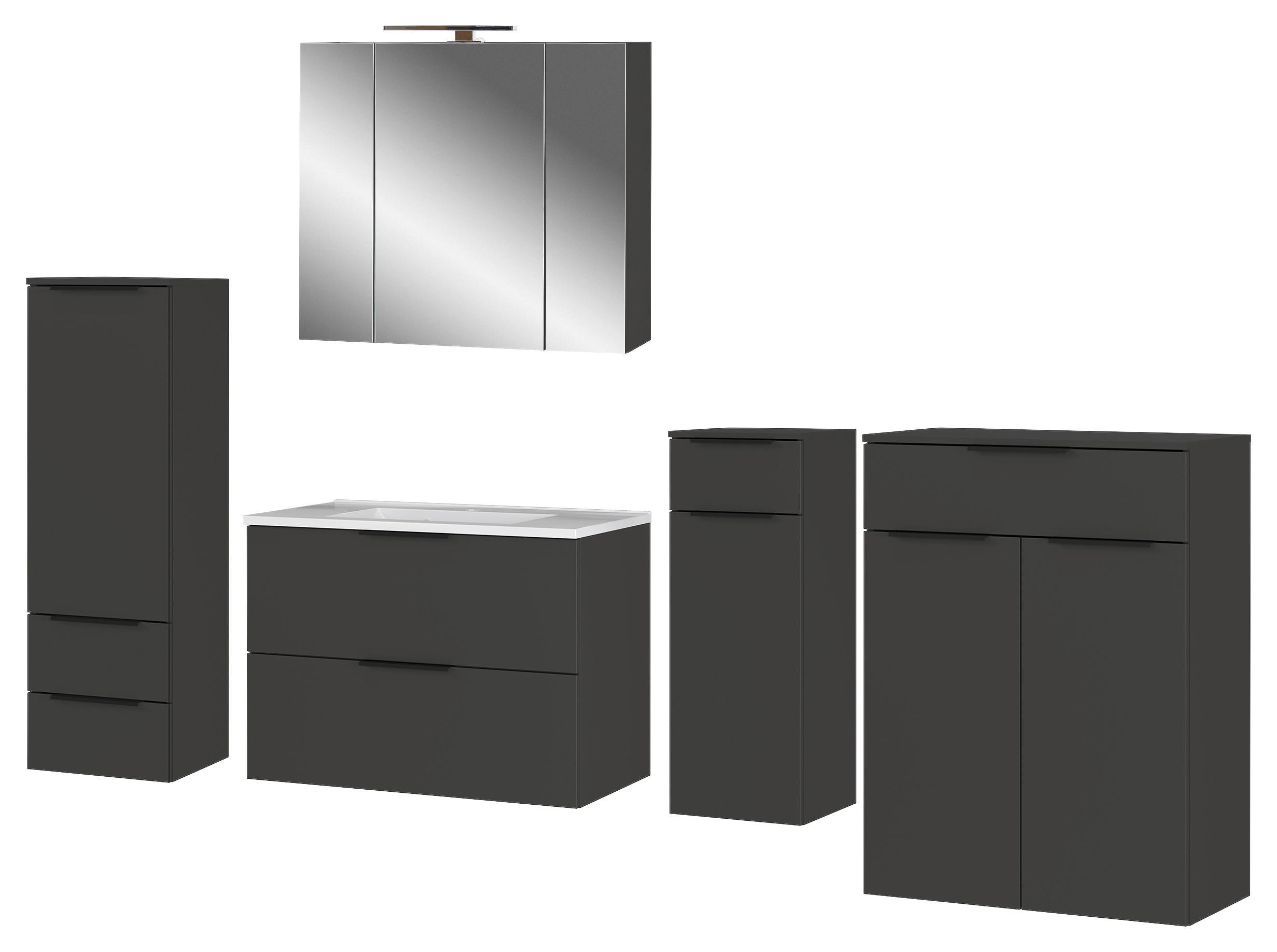 BADEZIMMER 6-teilig  in 269 cm  - Schwarz/Graphitfarben, MODERN, Holzwerkstoff/Kunststoff (269cm) - Germania