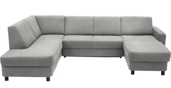 WOHNLANDSCHAFT  in Webstoff Platinfarben  - Platinfarben/Schwarz, Design, Holz/Textil (198/296/165cm) - Xora