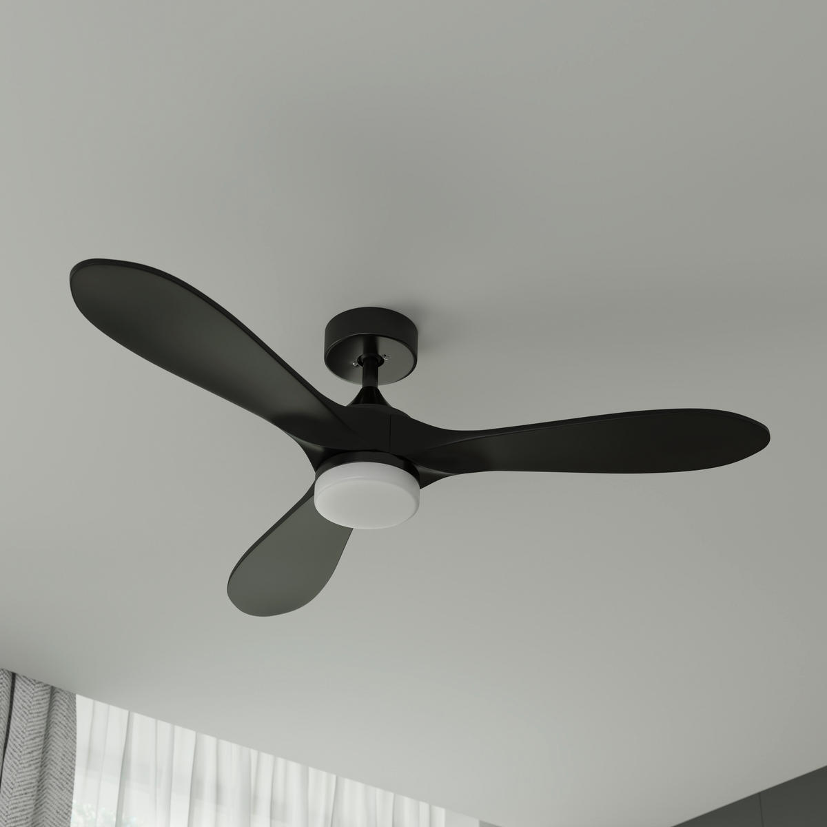 DECKENVENTILATOR - Schwarz, Basics, Kunststoff/Metall (132/35cm) - Mican