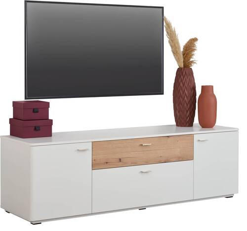 LOWBOARD  in 180/55/50 cm  - Eichefarben/Silberfarben, Design, Holzwerkstoff/Kunststoff (180/55/50cm) - Stylife