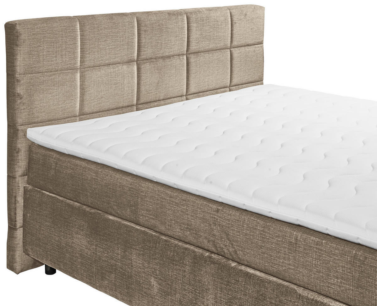 BOXSPRINGBETT 180/200 cm  in Sandfarben  - Sandfarben/Schwarz, Design, Holzwerkstoff/Kunststoff (180/200cm) - Xora