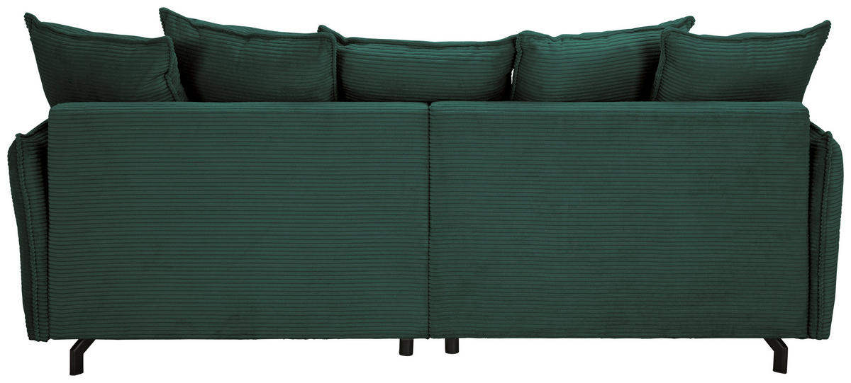 BIGSOFA in Cord Dunkelgrün  - Dunkelgrün/Schwarz, Design, Textil/Metall (226/91/103cm) - Carryhome