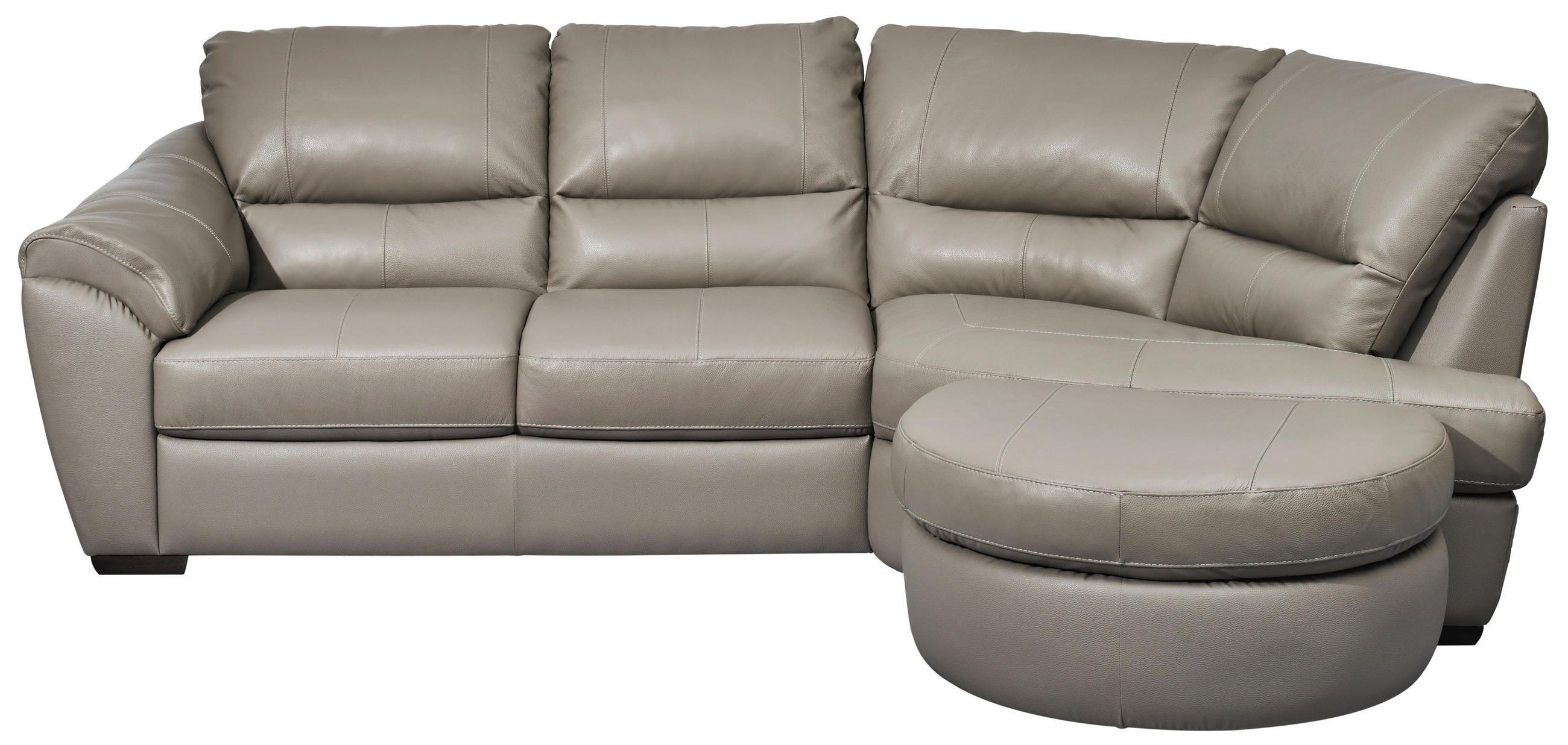 ECKSOFA in Kombination Echtleder/Lederlook Grau  - Wengefarben/Grau, Konventionell, Leder/Holz (273/194cm) - Livetastic