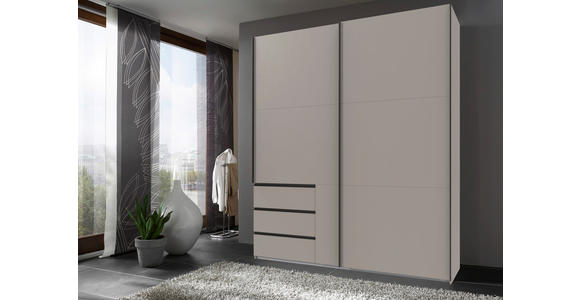 SCHWEBETÜRENSCHRANK in Sahara - Schwarz/Sahara, KONVENTIONELL, Holzwerkstoff/Metall (200/236/65cm) - Hom`in