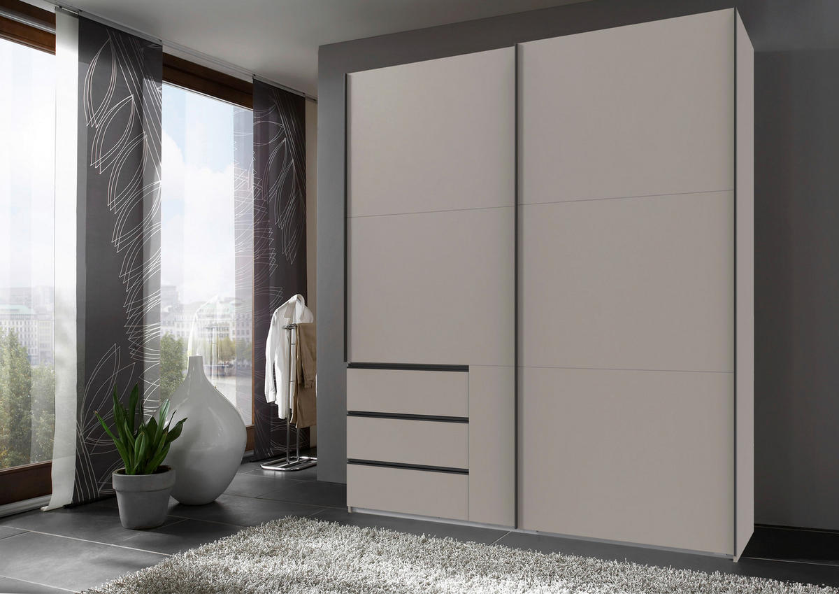 SCHWEBETÜRENSCHRANK in Sahara  - Schwarz/Sahara, Konventionell, Holzwerkstoff/Metall (200/236/65cm) - Hom`in