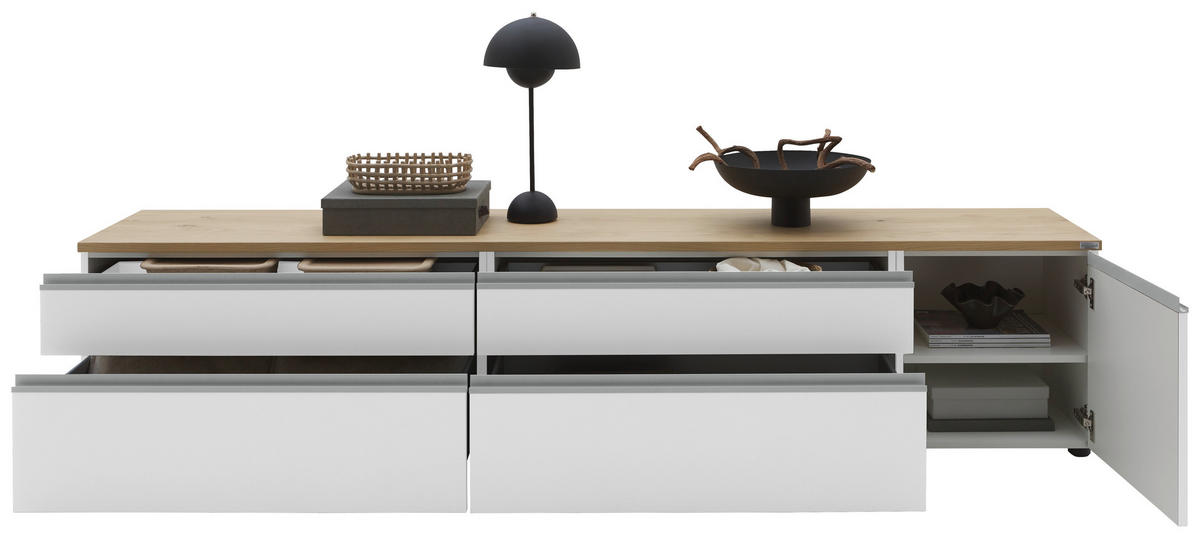 LOWBOARD  in 225/46/41 cm  - Eichefarben/Silberfarben, Design, Holzwerkstoff/Kunststoff (225/46/41cm) - Dieter Knoll