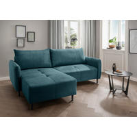 ECKSOFA Marissa Petrol Cord  - Petrol/Schwarz, Basics, Holz/Textil (238/174cm) - Livetastic