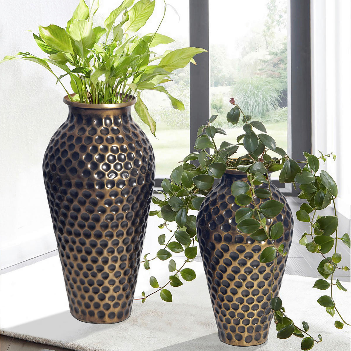 DEKOVASE  - Goldfarben, Design, Metall (26/51/26cm) - Livetastic