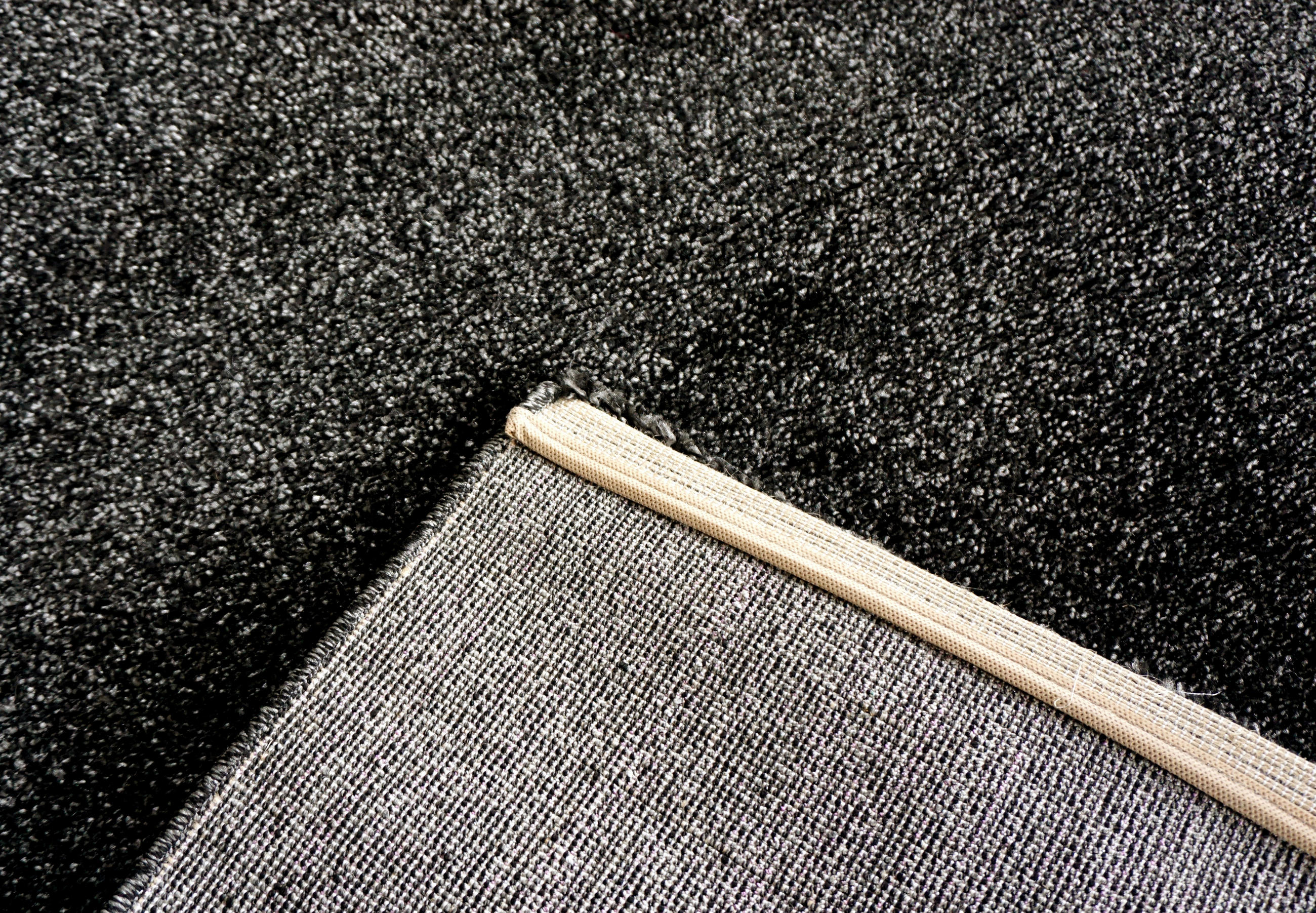 Thumbnail - Novel Hochflorteppich Samoa, Anthrazit, Textil, Uni, rechteckig, 67x130 cm, für Fußbodenheizung geeignet, in verschieden...