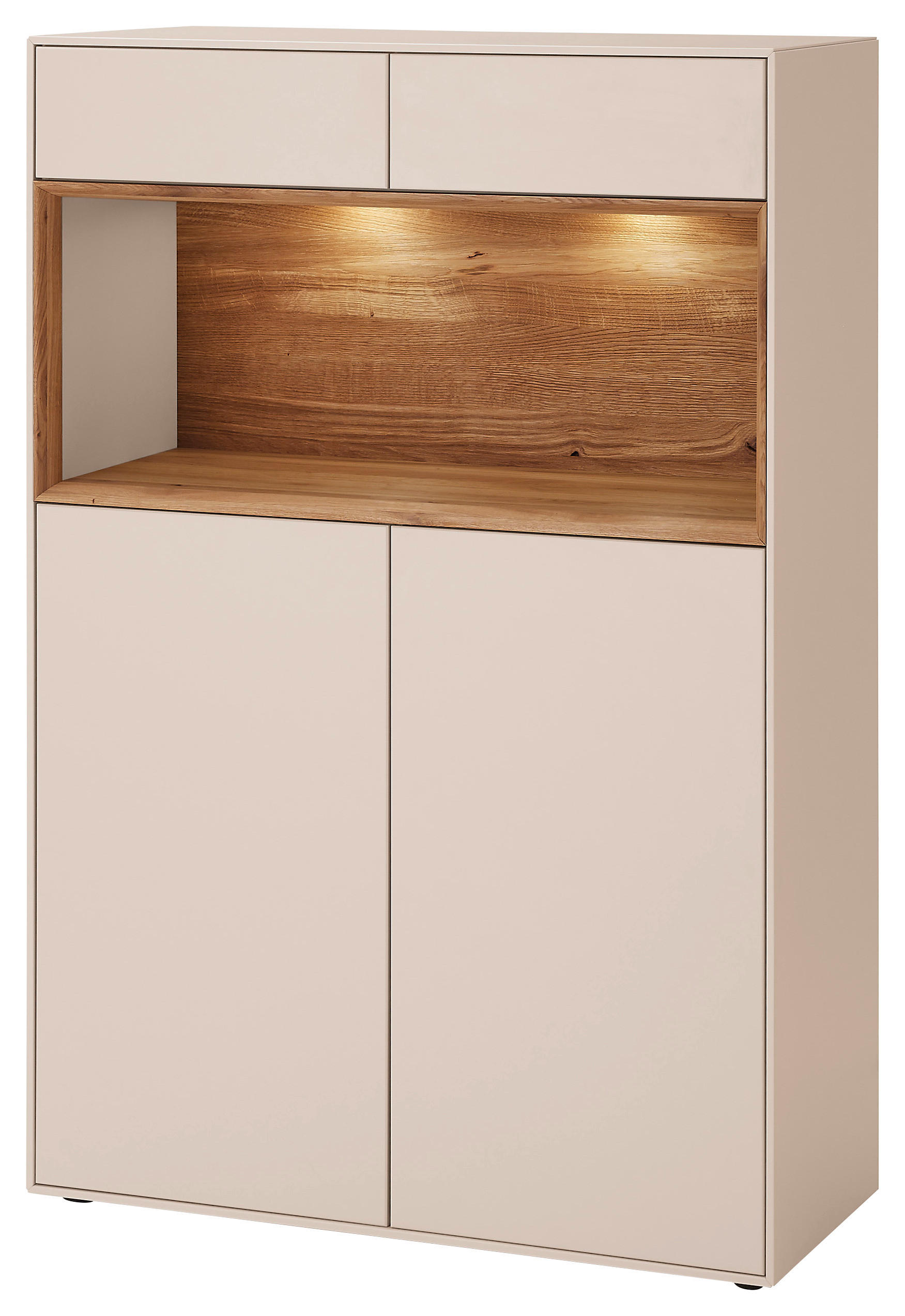 Dieter Knoll Highboard Tarvis Sand, Wildeiche 90x133x39 cm