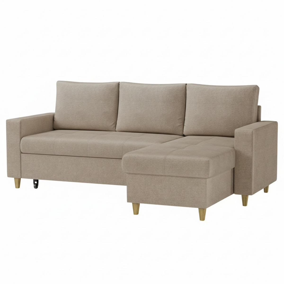 ECKSOFA MARCO in Chenille Hellbraun  227/96 cm  - Hellbraun/Buchefarben, Design, Holz/Holzwerkstoff (227/96cm) - MID.YOU