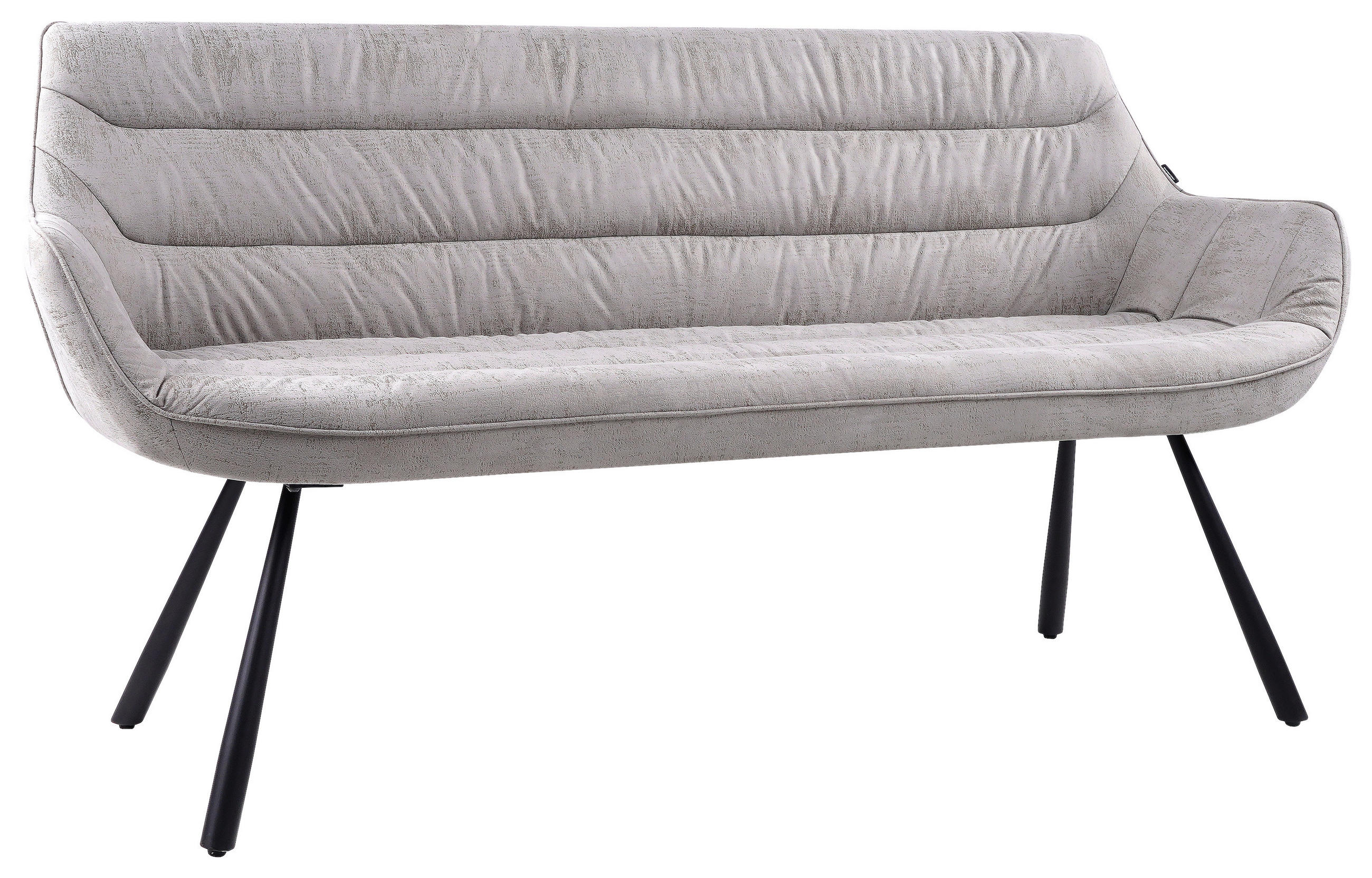 SITZBANK 177,5/87/64 cm Struktur Grau  - Schwarz/Grau, Design, Textil/Metall (177,5/87/64cm) - Hom`in