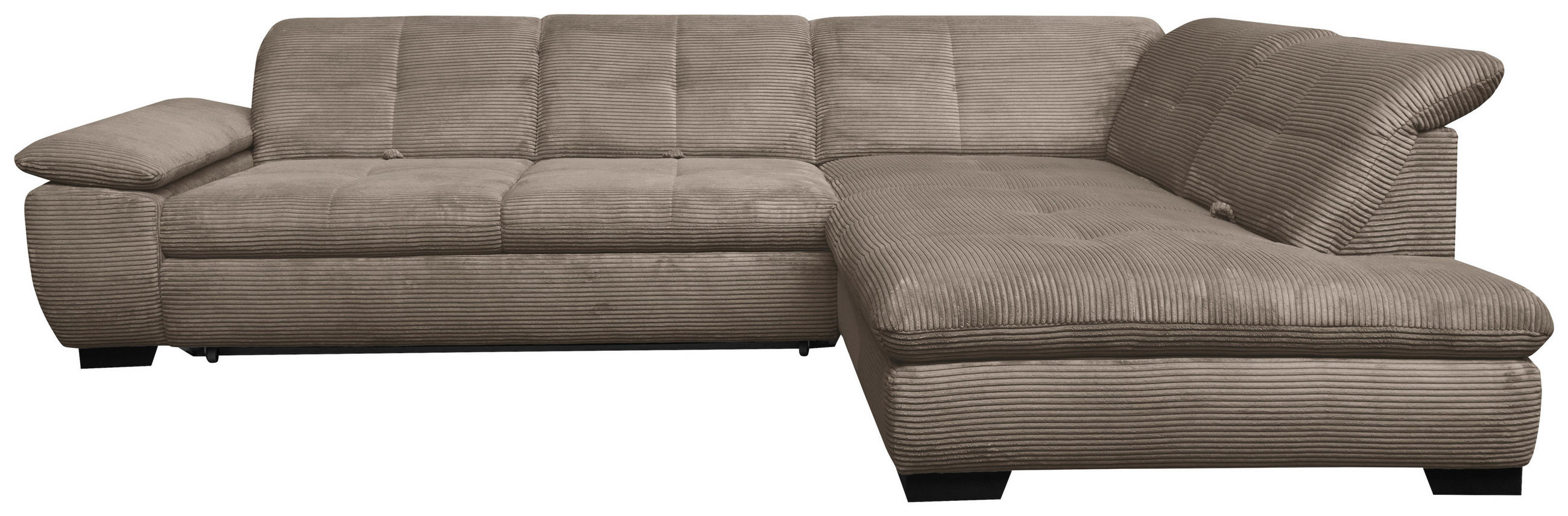 ECKSOFA in Cord Graubraun  - Graubraun/Schwarz, Design, Textil/Metall (313/242cm) - Xora