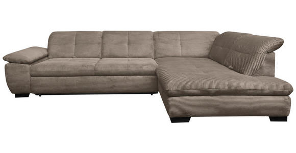 ECKSOFA in Cord Graubraun  - Graubraun/Schwarz, Design, Textil/Metall (313/242cm) - Xora