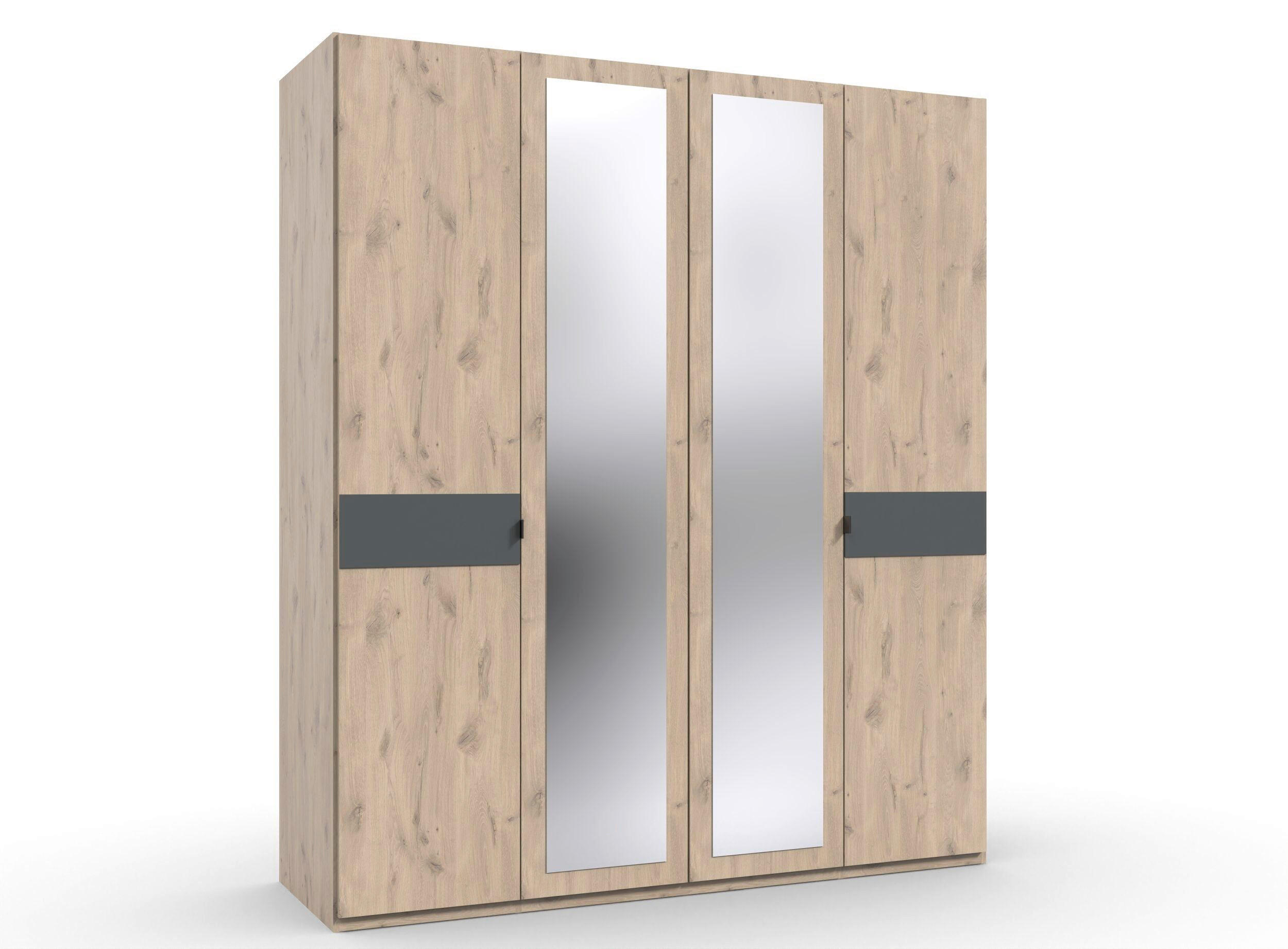 DREHTÜRENSCHRANK 180/208/58 cm,  in Graphitfarben, Eichefarben, 4 Tür(en)-türig  - Eichefarben/Graphitfarben, KONVENTIONELL, Glas/Holzwerkstoff (180/208/58cm) - Boxxx