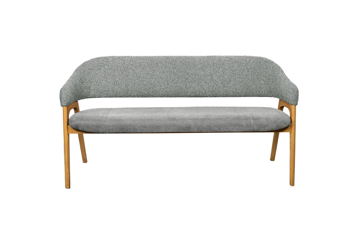 SITZBANK 168/84/56 cm Batist, Bouclé Grau Holz  - Eichefarben/Grau, KONVENTIONELL, Holz/Textil (168/84/56cm) - Linea Natura