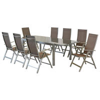 GARTENSET 9-teilig Aluminium 9-teilig  - Taupe/Silberfarben, MODERN, Textil/Metall - Gardenson