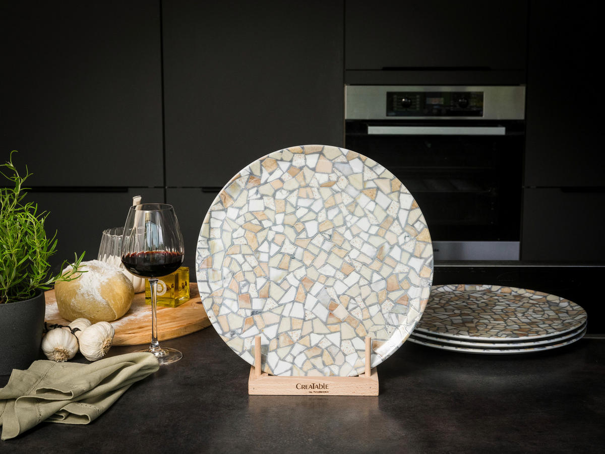 PIZZATELLER Porzellan 4-teilig Stone Collection Siena  - Beige/Weiß, Basics, Keramik - Creatable