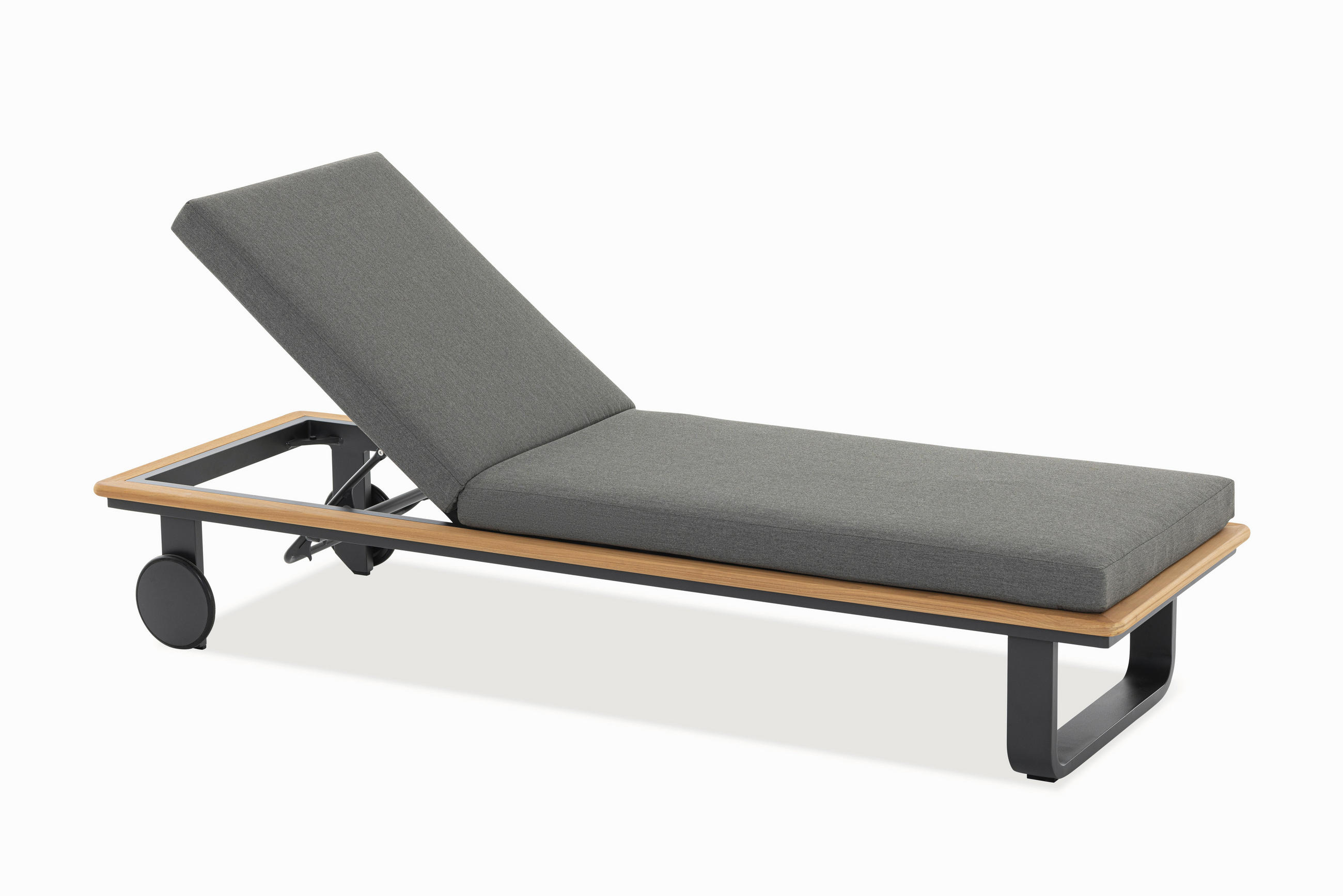 SONNENLIEGE  - Anthrazit, Basics, Holz/Textil (206/70/41cm) - Niehoff Garden