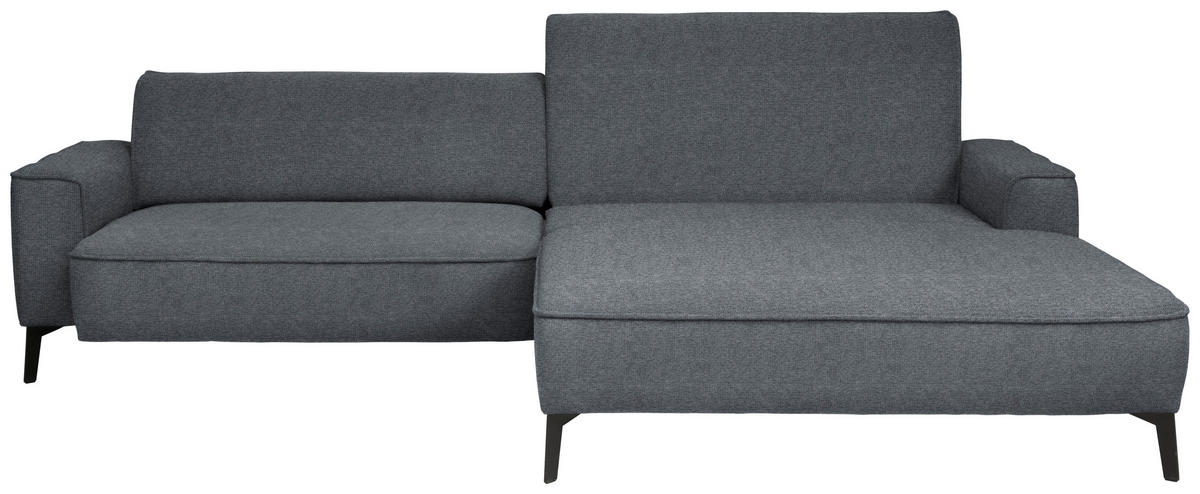 ECKSOFA in Flachgewebe Dunkelgrau  285/190 cm  - Dunkelgrau/Schwarz, Design, Textil/Metall (285/190cm) - Johann Jakob