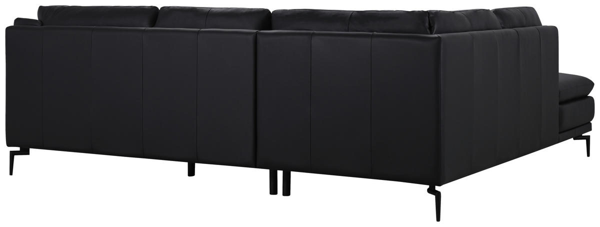 ECKSOFA Schwarz Echtleder  - Schwarz, Design, Leder (221/248cm) - MID.YOU