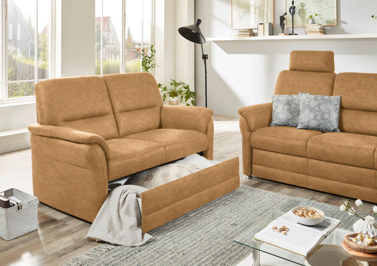 SITZGARNITUR in Mikrofaser Honig  - Alufarben/Honig, Konventionell, Textil/Metall (192/96/89cm) - Beldomo Comfort