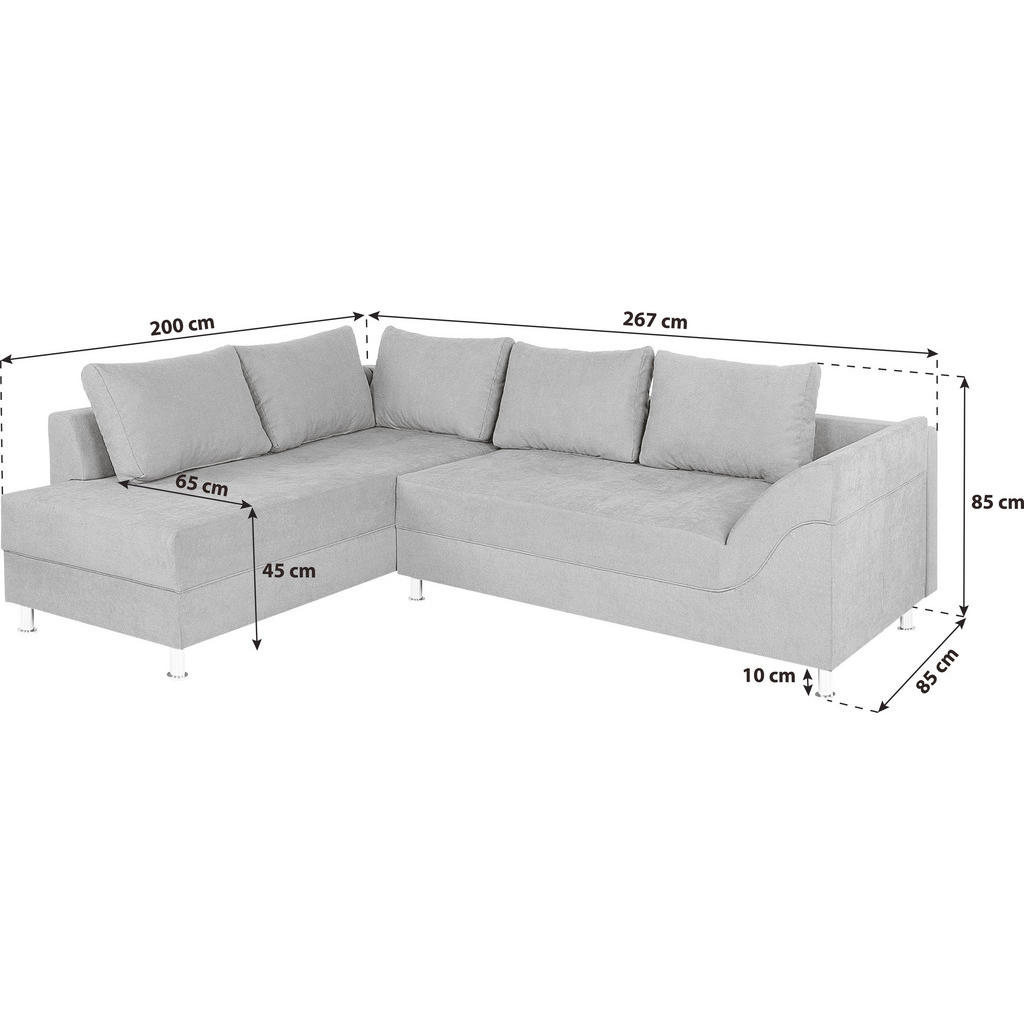 Thumbnail - P & B Ecksofa, Mintgrün, Textil, Füllung: Schaumstoffflocken, L-Form, einmalig seitenverkehrt montierbar, 267x200 cm, Rü...