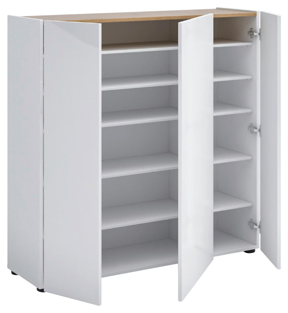 SCHUHSCHRANK Weiß, Eichefarben  - Eichefarben/Schwarz, Design, Holzwerkstoff (116/115/35cm) - Xora
