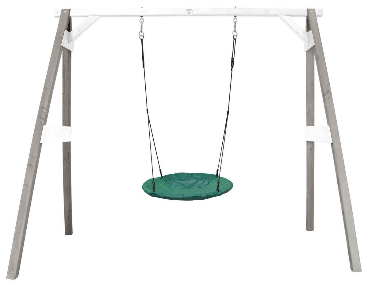 NESTSCHAUKEL Grau, Grün, Weiß  - Weiß/Grau, KONVENTIONELL, Holz/Kunststoff (254/207/160cm) - Ambia Garden