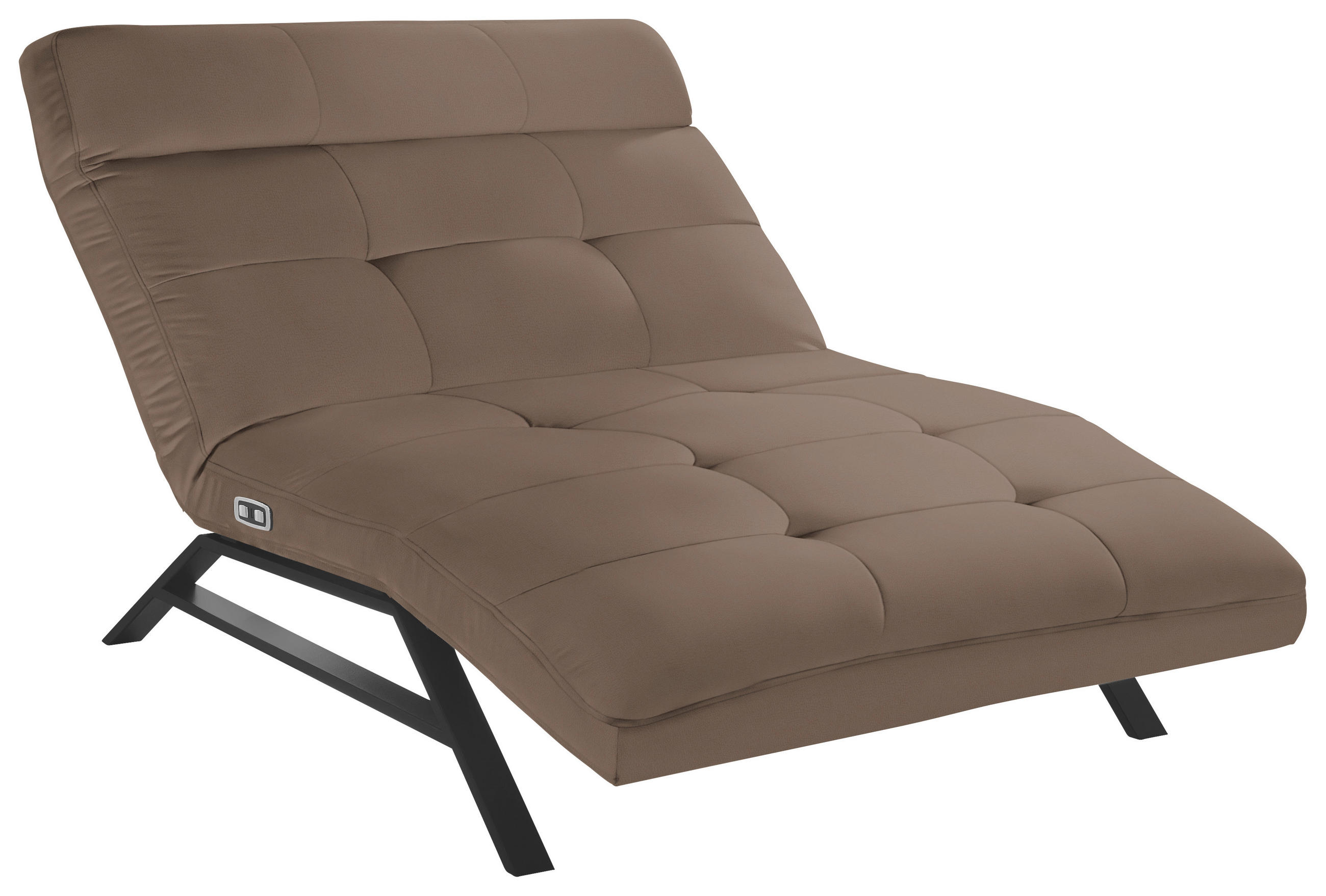 Liege mit motorischer Relaxfkt Echtleder Braun  - Schwarz/Braun, Design, Leder/Metall (120/54-113/158-198cm) - Pure Home Lifestyle
