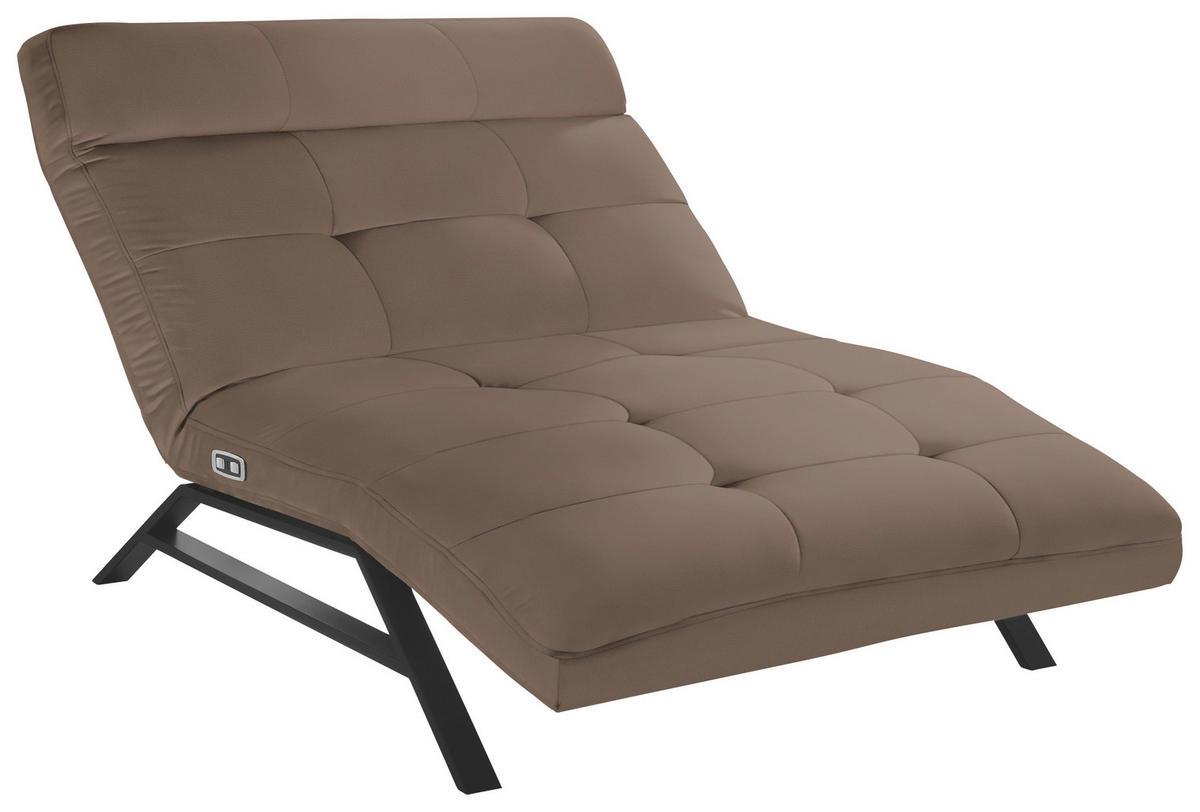 RELAXLIEGE in Echtleder Braun  - Schwarz/Braun, Design, Leder/Metall (120/54-113/158-198cm) - Pure Home Lifestyle