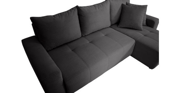 ECKSOFA inkl. Funktion Dunkelgrau Cord  - Dunkelgrau/Schwarz, Design, Kunststoff/Textil (248/146cm) - Xora