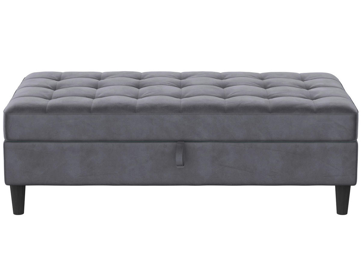 HOCKER PALERMO Velours Dunkelgrau  - Dunkelgrau/Schwarz, Basics, Kunststoff/Textil (130/43/69cm) - Livetastic