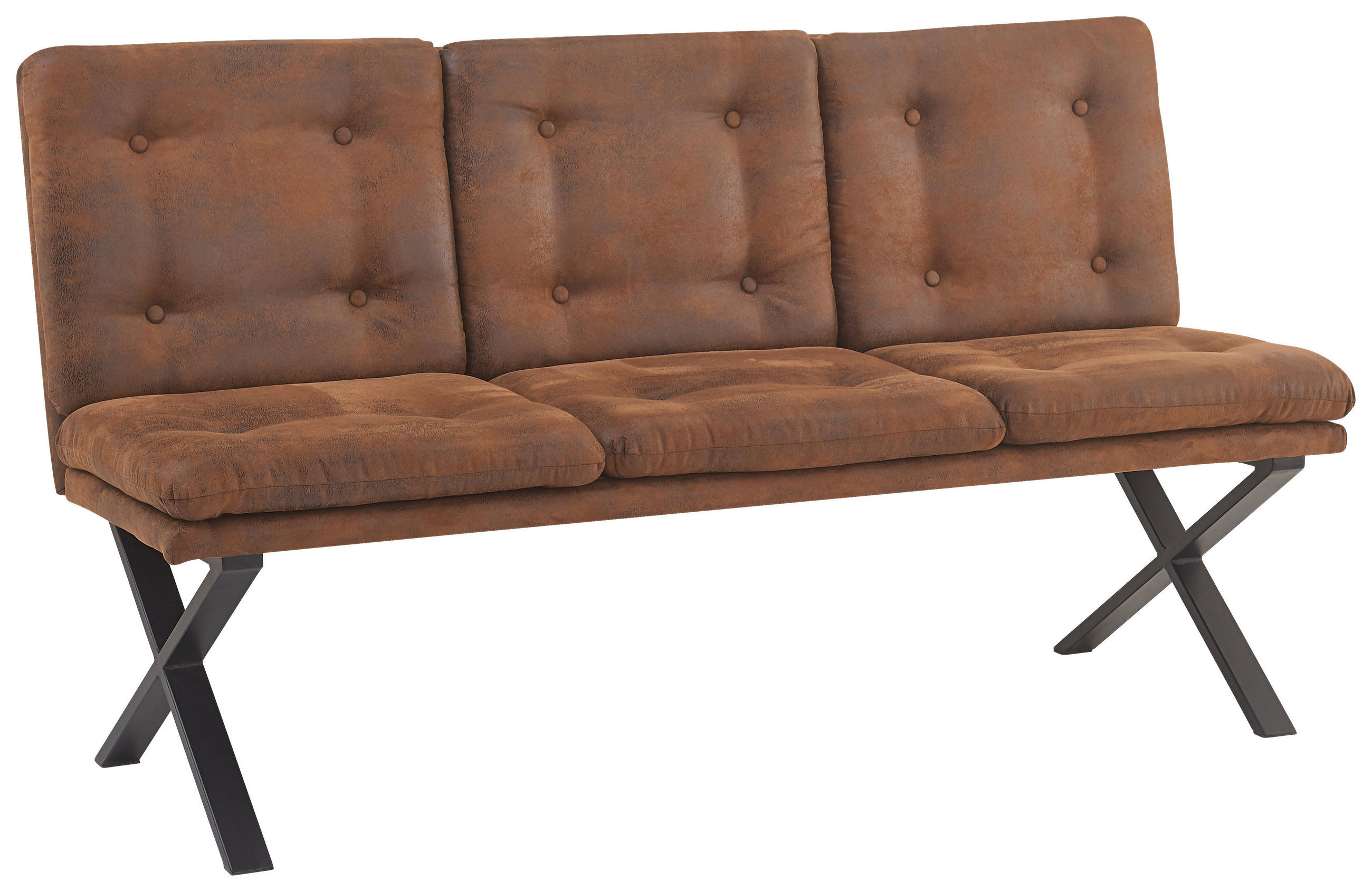 SITZBANK in Metall, Textil Braun  - Schwarz/Braun, LIFESTYLE, Textil/Metall (160/90/41cm) - MID.YOU