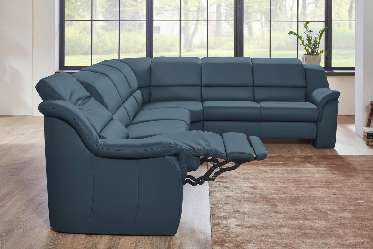 ECKSOFA  in Echtleder Blau  324/260 cm  - Chromfarben/Blau, KONVENTIONELL, Leder/Kunststoff (324/260cm) - Cantus