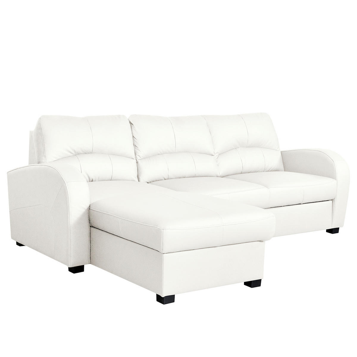 ECKSOFA 168/227 cm TILO in Lederlook Weiß Bettkasten  168/227 cm  - Schwarz/Weiß, Design, Kunststoff/Textil (168/227cm) - Livetastic