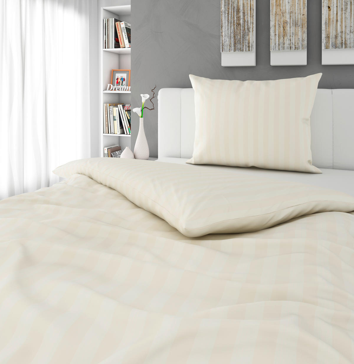 PREVLEKA ZA BLAZINO  STRIPES  40/60 cm       - krem barve, Basics, tekstil (40/60cm) - Novel