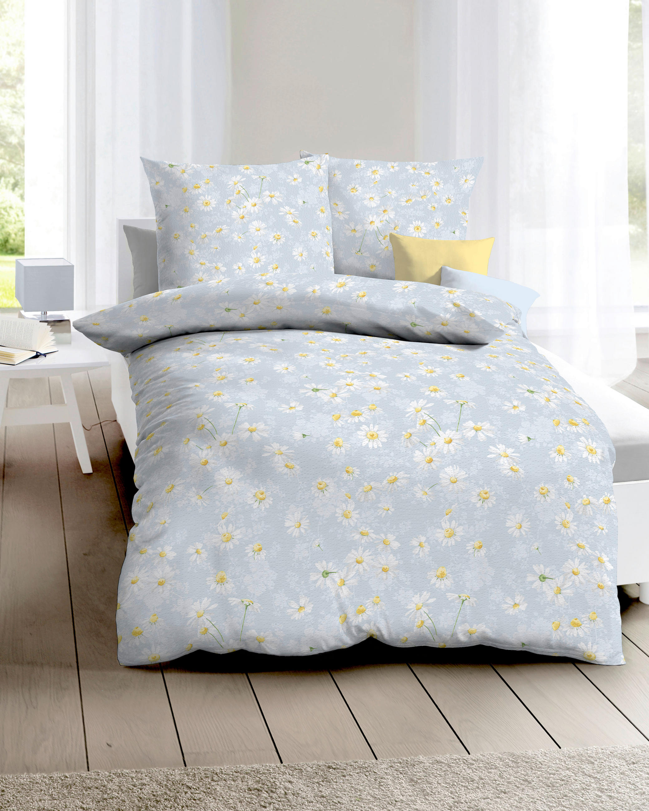 POSTELJNINA Gänseblümchen 140/200 cm mečkanka svetlo modra  - svetlo modra, Konvencionalno, tekstil (140/200cm) - Kaeppel