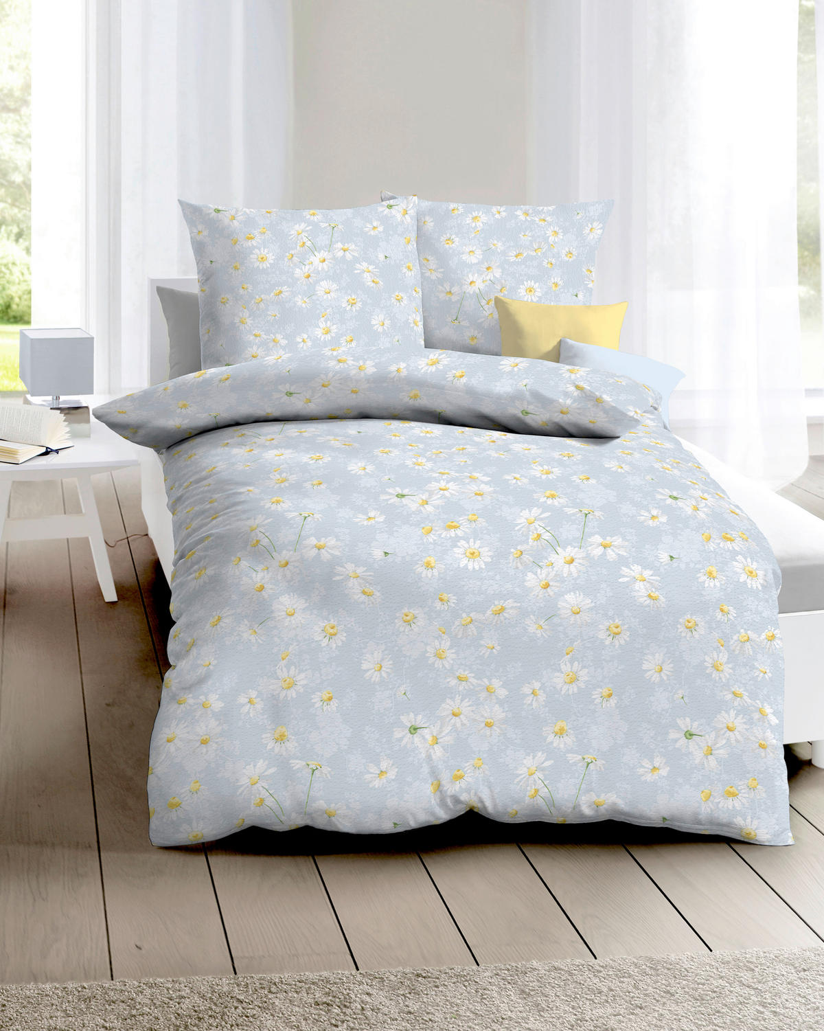 POSTELJNINA Gänseblümchen 140/200 cm mečkanka svetlo modra  - svetlo modra, Konvencionalno, tekstil (140/200cm) - Kaeppel