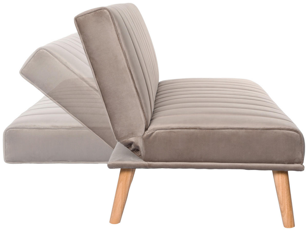 SCHLAFSOFA Samt Grau  - Naturfarben/Grau, Design, Holz/Textil (180/81/86cm) - P & B