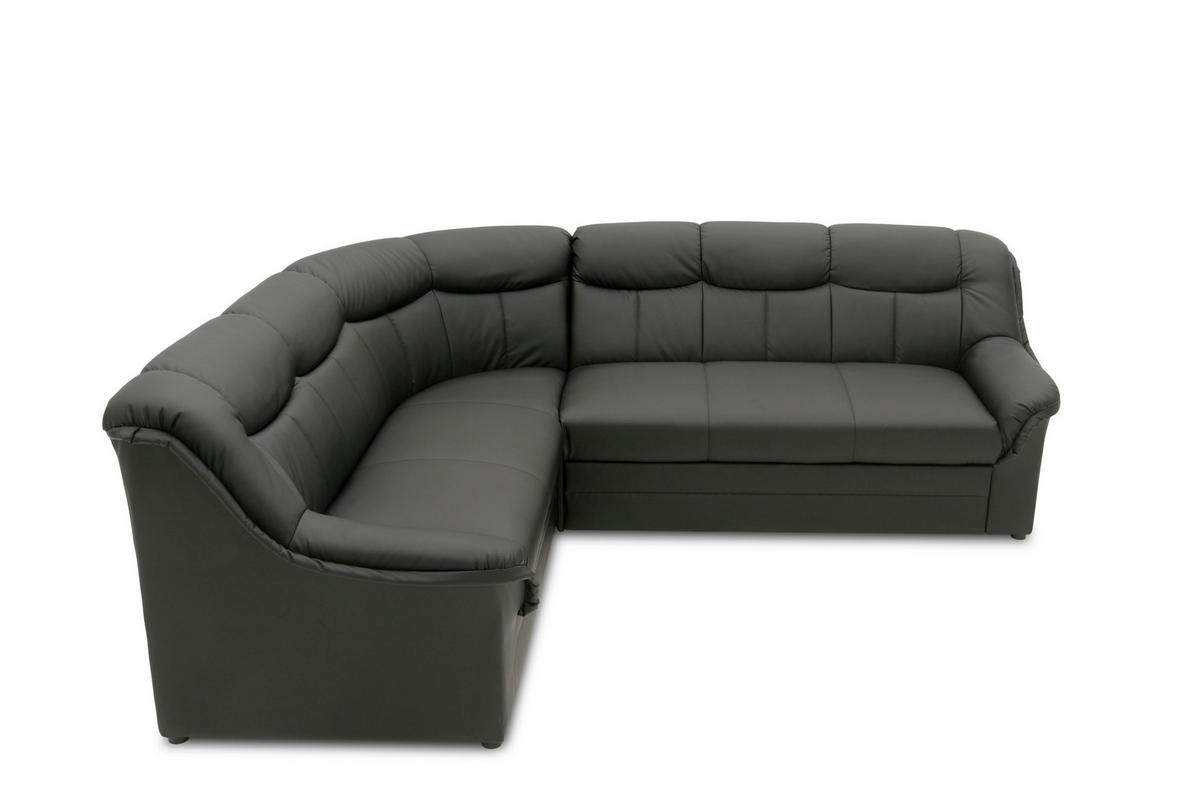 ECKSOFA BERLIN FK Schwarz Lederlook  - Schwarz, KONVENTIONELL, Kunststoff/Textil (205/250cm) - MID.YOU